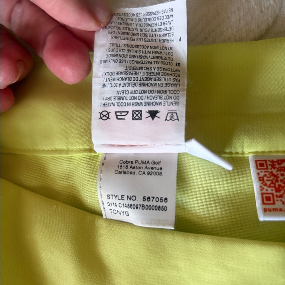 Excellent condition size 4 Puma Neon Yellow Skort. Side zip. Pockets. Chartreuse - Picture 8 of 11